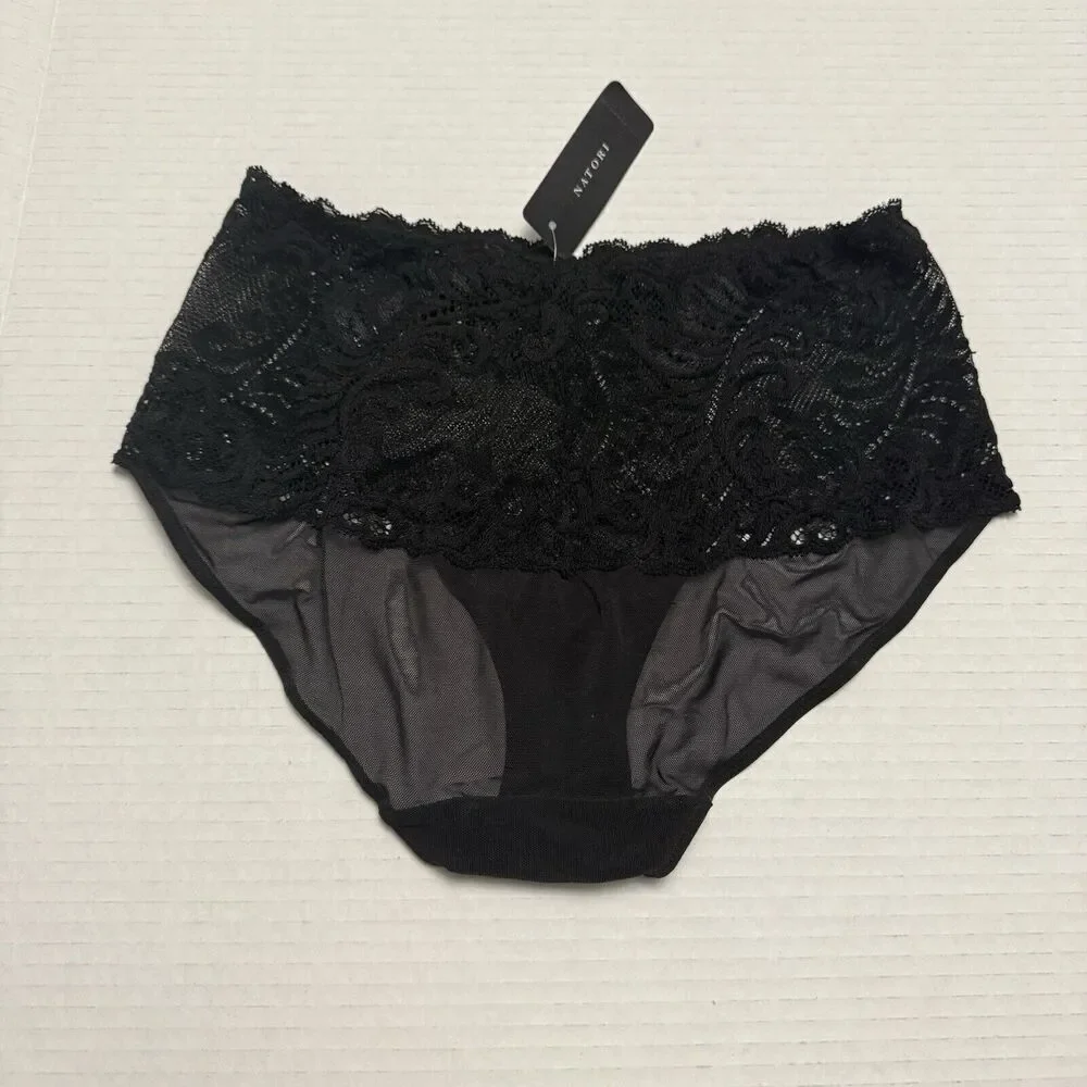 Natori Feathers Hipster Briefs Black Underwear Panties 756023 Women's Size M - Picture 3 of 7